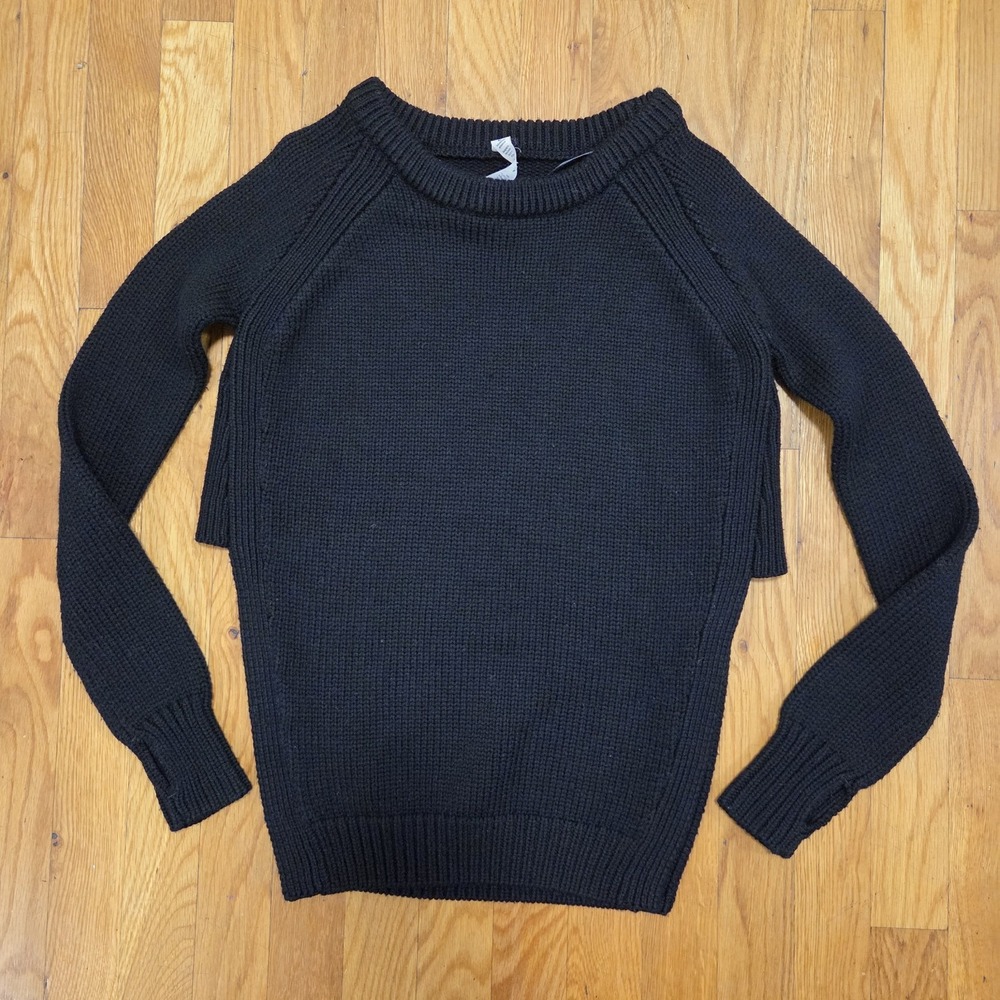Lululemon Womens Merino Wool Long Sleeve Ribbed Sweater Vented Sides Black 2